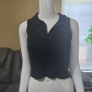 Black Sleeveless Collared Top Sincerely Jules
